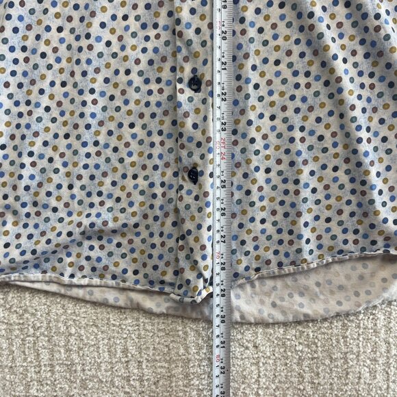 7 Downie St Mens Sz L Short Sleeve Button Up Shirt Multicolor Polka Dots AOP - Picture 8 of 14